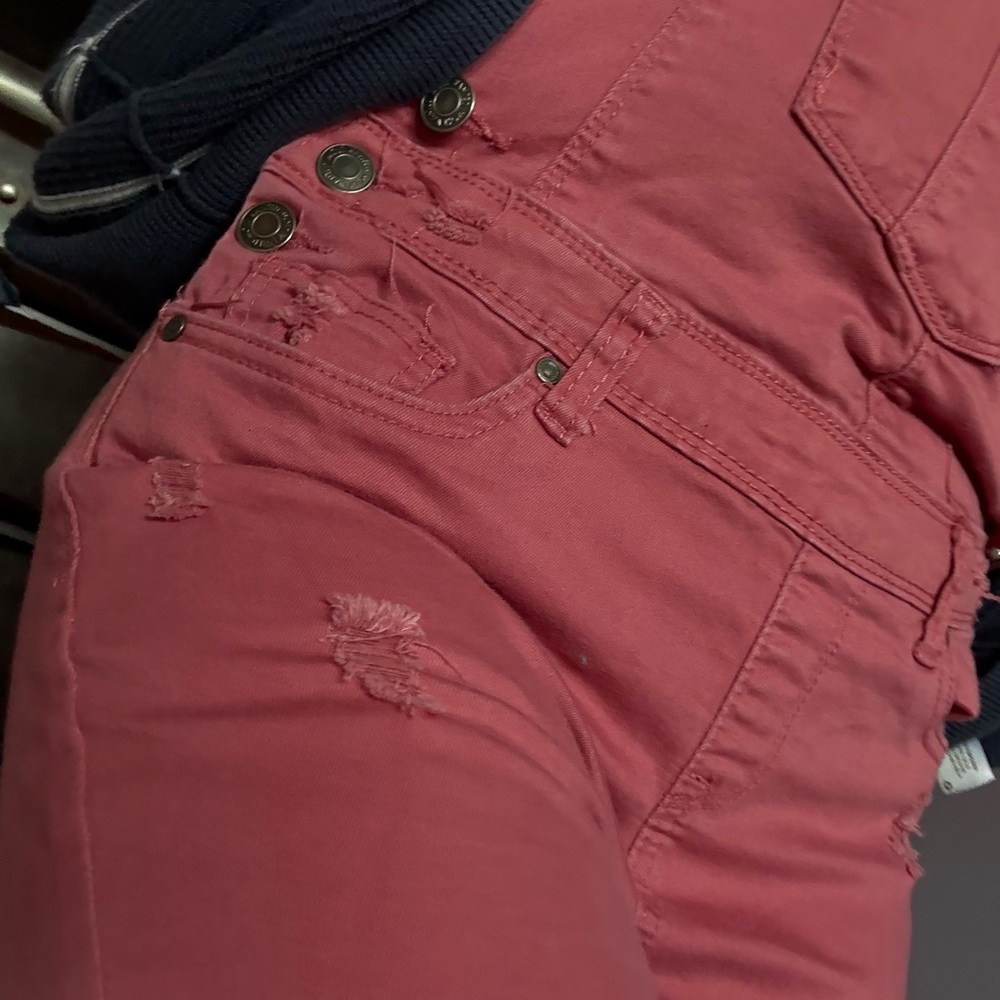 Most Wanted Red/Pink Distressed Overall Pants